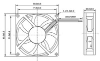 Ventilateur axial CC 8020 3 pouces 12V 24V 48V 80x80x20mm avec moteur sans balais pour instrument de test
