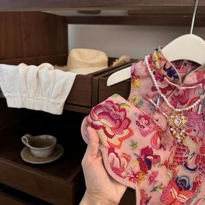 Tongxingyuan Chinese Style Cheongsam Vest For Baby Girls Pink Koi Pattern Cotton Thin Summer Outfit - Product Image 3