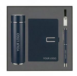 Luxury Business Onboarding Souvenir Set 2026 - Leather Notebook Thermal Tumbler & <b>USB</b> <b>Flash</b> <b>Drive</b> Corporate Branding Gift Box - Product Image 3