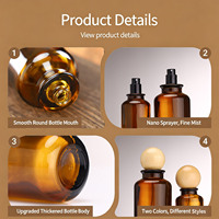 Flacon de parfum en verre ambré 30ml 50ml 100ml rechargeable avec bouchon sphérique noir, fragrance Eau de Parfum Cologne, logo personnalisé OEM