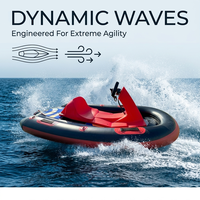 Jet ski électrique innovant 2026, embarcation personnelle sportive, siège rouge cramoisi, coussin d'air, pare-chocs gonflable, planche de surf