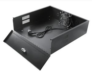 Caja de seguridad DVR con ventilación, puerta con bisagras, ventilador de refrigeración, gestión de cables, acero SPCC, personalizable, 19 pulgadas, IEC297-2, IP20 - Product Image 3
