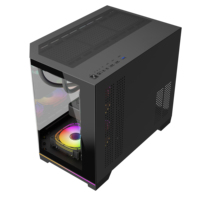 Boîtier d'ordinateur de jeu panoramique AntarcChill Factory OEM, micro ATX, châssis double vitrage, prend en charge 9 ventilateurs, refroidissement par eau de 360 mm, vente en gros