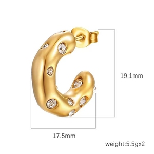 MS-059 Pendientes de Aro Geométricos en Forma de <span class=keywords><strong>C</strong></span> de Acero Inoxidable con Baño de Oro de 18K, Modernos y <span class=keywords><strong>a</strong></span> Bajo Precio, Joyerí<span class=keywords><strong>a</strong></span> para Mujer - Product Image 6