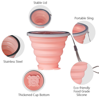 Tasse à café en silicone de voyage pliable 600ML personnalisée en gros bouteille d'eau avec applicabilité pour l'eau bouillante