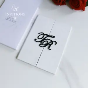 Convites de casamento personalizados, convite de casamento com papel de camurça branca de luxo com cartões de convite para festa de aniversário e casamento