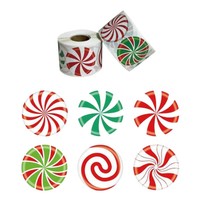 Autocollants personnalisés ODM/OEM sur le thème des bonbons de Noël pour enfants, autocollants ronds pour bonbons DIY, autocollants pour fêtes