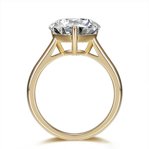 Anelli di Fidanzamento Minimalisti con Diamante Sintetico Taglio Cuore a 3 Punte in Oro Giallo 18K, Gioielli Raffinati per Donne - Product Image 3