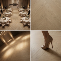 Plancher en bois massif chêne blanc à chevrons antidérapant avec revêtement résistant à l'usure, parquet pour usage intérieur/extérieur, cuisine