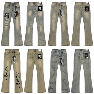 Jeans <span class=keywords><strong>Skinny</strong></span> American Hop Vintage Streetwear con Ricamo in Spugna, Abbigliamento Casual alla Moda per <span class=keywords><strong>Uomo</strong></span> KDNK - Product Image 1