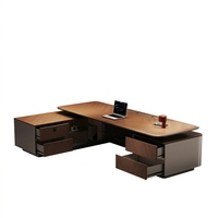 Ensemble de bureau de direction moderne avec chaise de direction et armoire, table de direction en forme de I avec rangement latéral pour le bureau