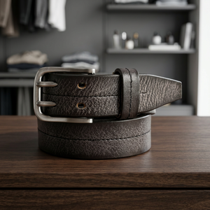 Cinturón Casual Vintage de Cuero Vacuno Auténtico BS INTERNATIONAL, Hebilla Rectangular de Acero, Ecológico, Resistente al Agua, 3.8CM, Personalizable - Product Image 1