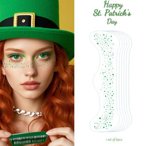 Conjunto de celebración del Día de Patricio Globos de bandera irlandesa verde Estrella verde de la suerte Patrones faciales temporales Sombreros de papel verde - Product Image 1