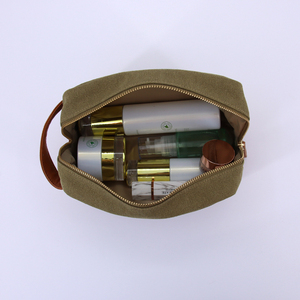 Оптовая продажа, индивидуальная дорожная холщовая мужская кожаная сумка для туалетных принадлежностей, косметичка, набор для бритья - Product Image 5