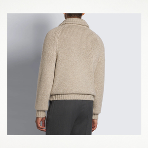 Fabricant de tricots personnalisé automne hiver <span class=keywords><strong>beige</strong></span> <span class=keywords><strong>col</strong></span> roulé à manches longues <span class=keywords><strong>pull</strong></span> en coton à fermeture éclair pour hommes - Product Image 3