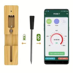 เทอร์โมมิเตอร์วัดอุณหภูมิเนื้อแบบไร้สาย Smart Probe ขายดี ระยะ 60 เมตร อ่านค่าได้รวดเร็ว รองรับแอป PROBE T รับผลิตแบบ OEM/ODM ปรับแต่งได้ - Product Image 1