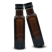 Bouteilles carrées en verre ambré foncé de 100ml Récipient vide pour huile d'olive de cuisson Marasca avec bouchon à vis