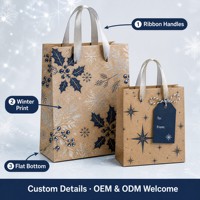 Sacs cadeaux en kraft personnalisés OEM ODM en gros, sacs de courses de Noël et de fêtes, lot de 24 assortis, emballage cadeau festif ISO 9001