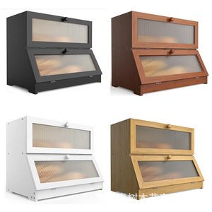 Boîte à pain en bambou Green Tree, double couche, transparente, pour le rangement du pain, des sushis et des pâtisseries dans la cuisine - Product Image 5