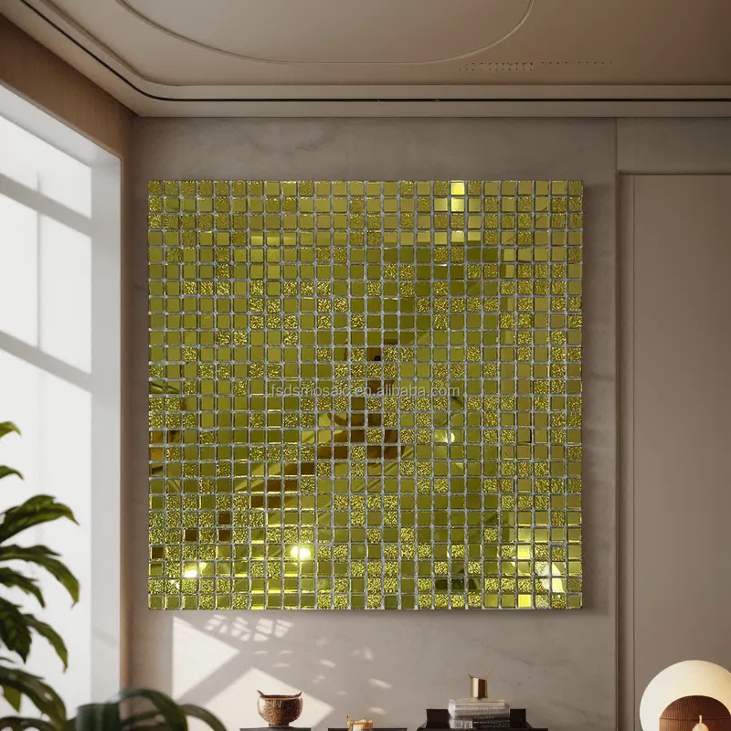 Yapıştırıcı Mini altın cam mermer taş 3D duvar Sticker iç duvar dekorasyon banyo mutfak Backsplash mozaik fayans