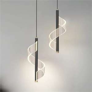 Mode exquisite S-förmige Esszimmer Kronleuchter romantische Gold Acryl Bar Treppen LED Pendel leuchte - Product Image 5