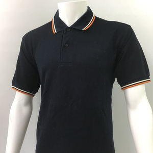 Camiseta de Manga Corta a Rayas para Hombre, Cuello Alto, Estilo Preppy, Tinte Liso, Antiencogimiento, Informal, Tela Jersey, Corte Regular, al por Mayor - Product Image 1