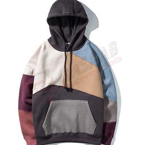 Haute qualité grande taille Patchwork hommes mode surdimensionné couleur mélangée pull rue hiver à capuche Logo personnalisé - Product Image 1