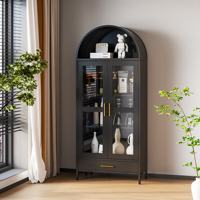 Armoire de rangement en métal de style chinois avec bibliothèque de salon, grande capacité, design antique, noir, durable