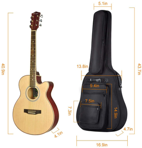 Bolsa para guitarra acústica con múltiples bolsillos de 42 pulgadas, 6 bolsillos, relleno grueso de 0,3 pulgadas, funda impermeable para guitarra - Product Image 2