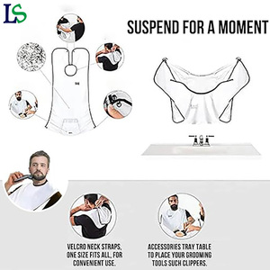 <span class=keywords><strong>Cape</strong></span> <span class=keywords><strong>de</strong></span> rasage pour hommes avec logo personnalisé, blanche, avec ventouse miroir, imperméable, antistatique, pour le soin <span class=keywords><strong>de</strong></span> la barbe, pour les cadeaux - Product Image 4