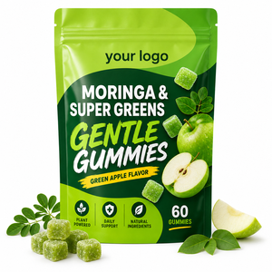 Gomitas Veganas de Pectina con Certificación GMP, Marca Privada OEM ODM, Bajo MOQ, Energía, Vitalidad, Bienestar, Moringa Super Greens - Product Image 1