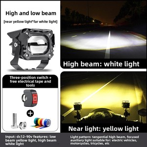 مصباح LED للدراجات النارية مع إضاءة وامضة فائقة السطوع وعالية الكثافة، زوج واحد، مصباح أمامي للسكوتر، إضاءة خارجية للسيارة - Product Image 2