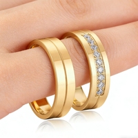 Bagues de promesse assorties Titanfitz en acier inoxydable 316L plaqué or PVD 18 carats avec zircone cubique 5A, alliance de mariage, cadeau d'anniversaire pour couple