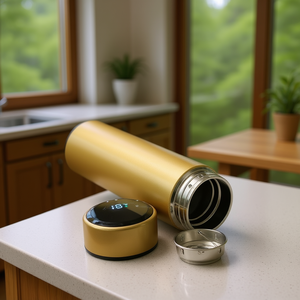 Bouteille d'eau intelligente en acier inoxydable Myrva 500 ml avec affichage numérique de la température, bouton de contrôle, alimentée par piles, fabriquée en Chine - Product Image 2