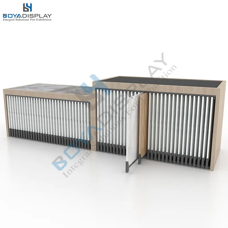 Tiles displays manufacturer Combination Wooden flooring Rack Ceramic Tile Display Pull and push quartz stand