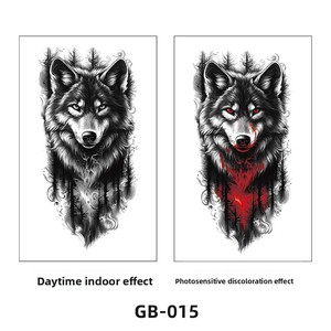 Nouveaux autocollants de <span class=keywords><strong>tatouage</strong></span> photochromiques imprimés par transfert d'eau, imperméables, résistants à la transpiration, pour usage extérieur, motif tigre/loup/animal - Product Image 2