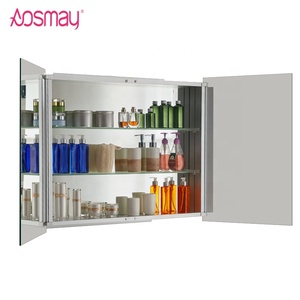 Botiquín de almacenamiento de aluminio doble de 2 puertas <span class=keywords><strong>con</strong></span> <span class=keywords><strong>espejo</strong></span> Gabinete de <span class=keywords><strong>espejo</strong></span> de baño - Product Image 4