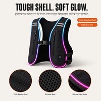 Gilet d'hydratation LED lumineux pour festivals et courses nocturnes avec poche à eau de 2L, poche arrière de 3L et modes d'éclairage USB rechargeables