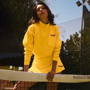 Customt Recycled Fabric Stand Collar Zipper Jacket Tennis Set High-Waisted <b>Elastic</b> Long Sleeved Golf Top Printed Waist <b>Skirt</b> - Product Image 1