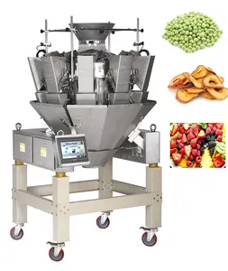 Automatic 10 / 14 head weighing filling machine for frozen raspberry dehydrated fruits vegetables packing