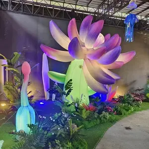 Décoration d'atmosphère de parc commercial lumière LED gonflable fleur de champignon illuminée publicité gonflables