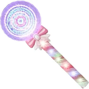 Led Light-up Toy Lollipop Glow Sticks Girls Princess Flashing Fairy Wand Sticks Birthday Party Dress Decor Jumbo Clown Lollipop