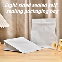 Sacs d'emballage personnalisés refermables en plastique mat avec fermeture éclair, soufflet à 8 côtés et fond plat, pour café, 150g, 250g, 500g, avec valve