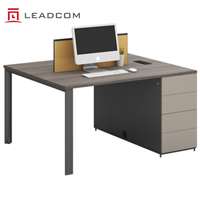 Bureau modulaire commercial LEADCOM avec pieds en acier, pour 4 personnes, face à face, avec armoire, pour bureau, OEM ODM