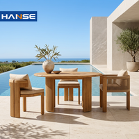 Ensemble de canapés d'extérieur en teck moderne, résistant aux intempéries, anti-UV, meubles de patio en bois pour villa, bord de piscine, cour, livraison directe d'usine