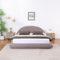 Lit en tissu moderne léger et facile à assembler, cadre de lit rembourré king size, lit plateforme queen size pour appartement en location temporaire