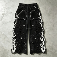Ensemble de pantalons en jean patchwork personnalisé pour hommes, style OEM, déstructuré, bords bruts, coupe large, streetwear