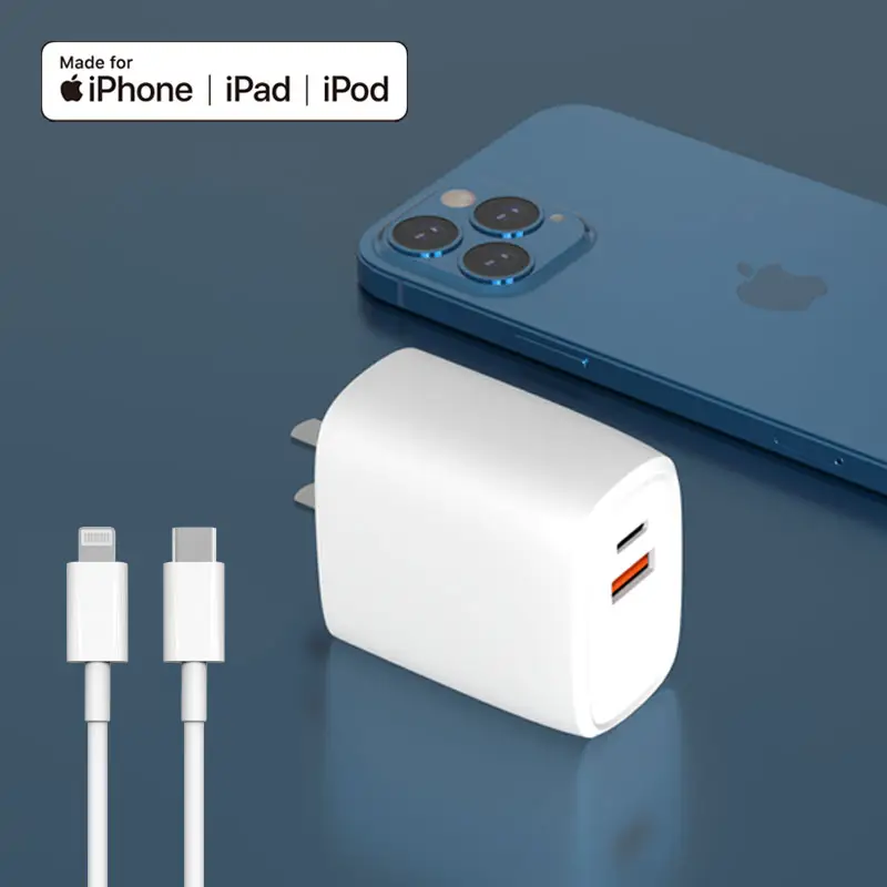 MFi 20w Pd QC fast charger for Apple USB A C dual ports mobile power adapter original for iPhone charger