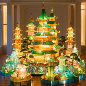 India Darga Festival Groot Buitengebouw Boeddha Bloemenlamp Modellering Lamp