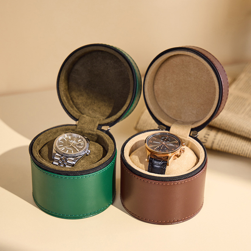 Luxury Flip PU Leather Watch Packaging Box with Custom Logo Rounded Gift Box for Watch Accessories